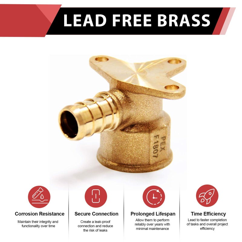 EFIELD (Pack of 4) EFIELD Pex Fitting 1/2 Inch x 1/2 Inch Female NPT Drop-Ear Elbow Brass Fittings,(PEX1807225-4PCS) - Image 3